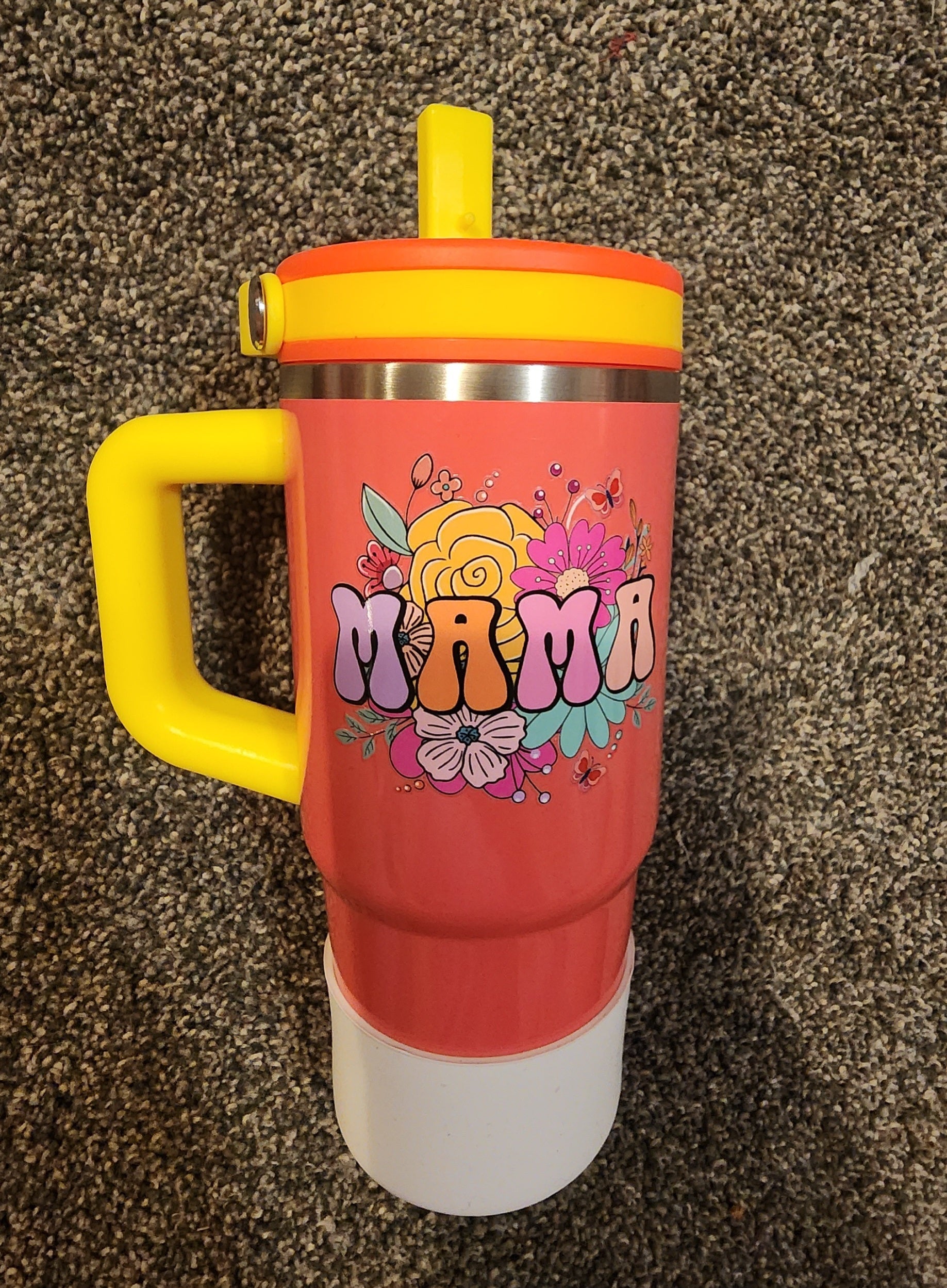 Coral and Yellow Mama 20 oz Tumbler