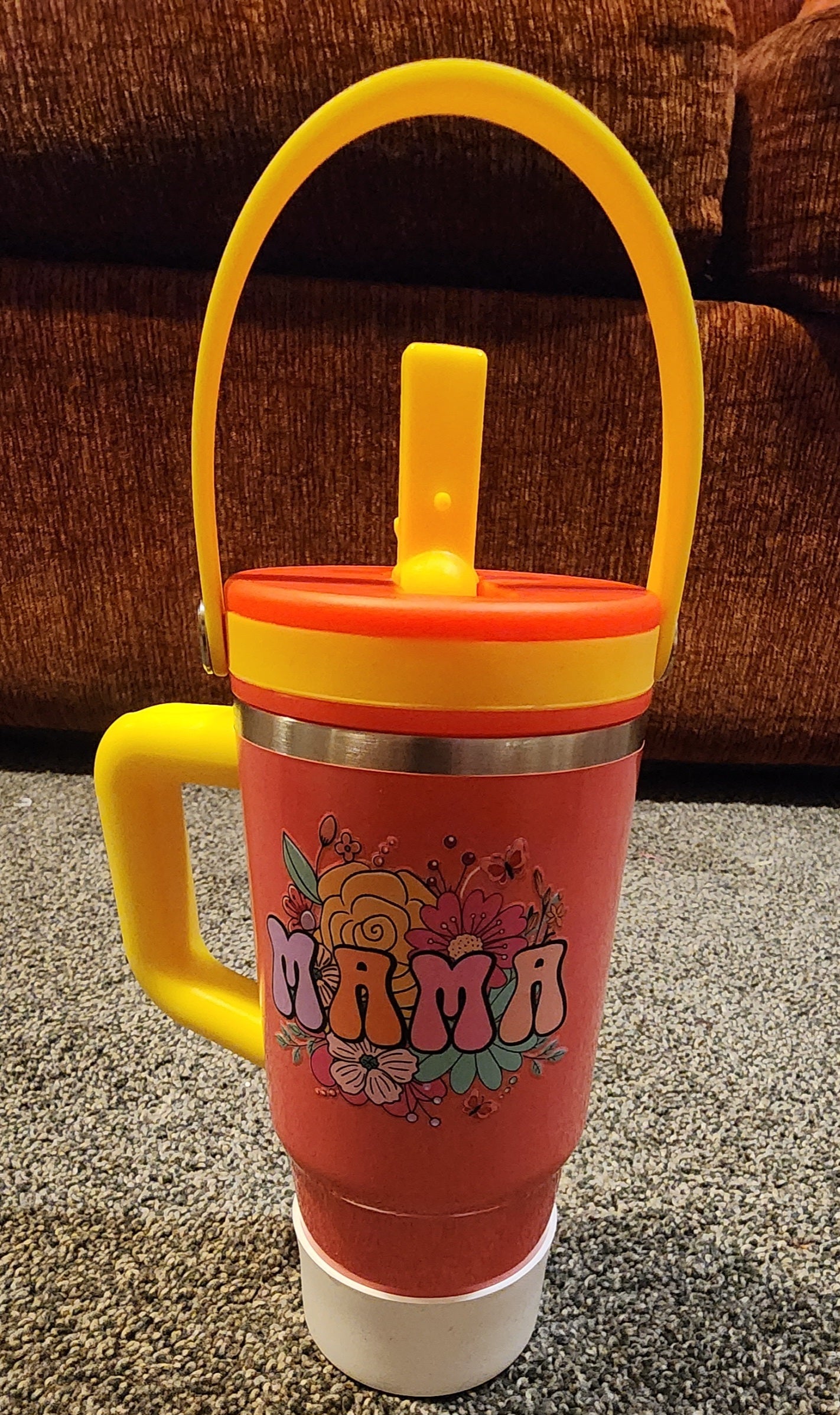 Coral and Yellow Mama 20 oz Tumbler