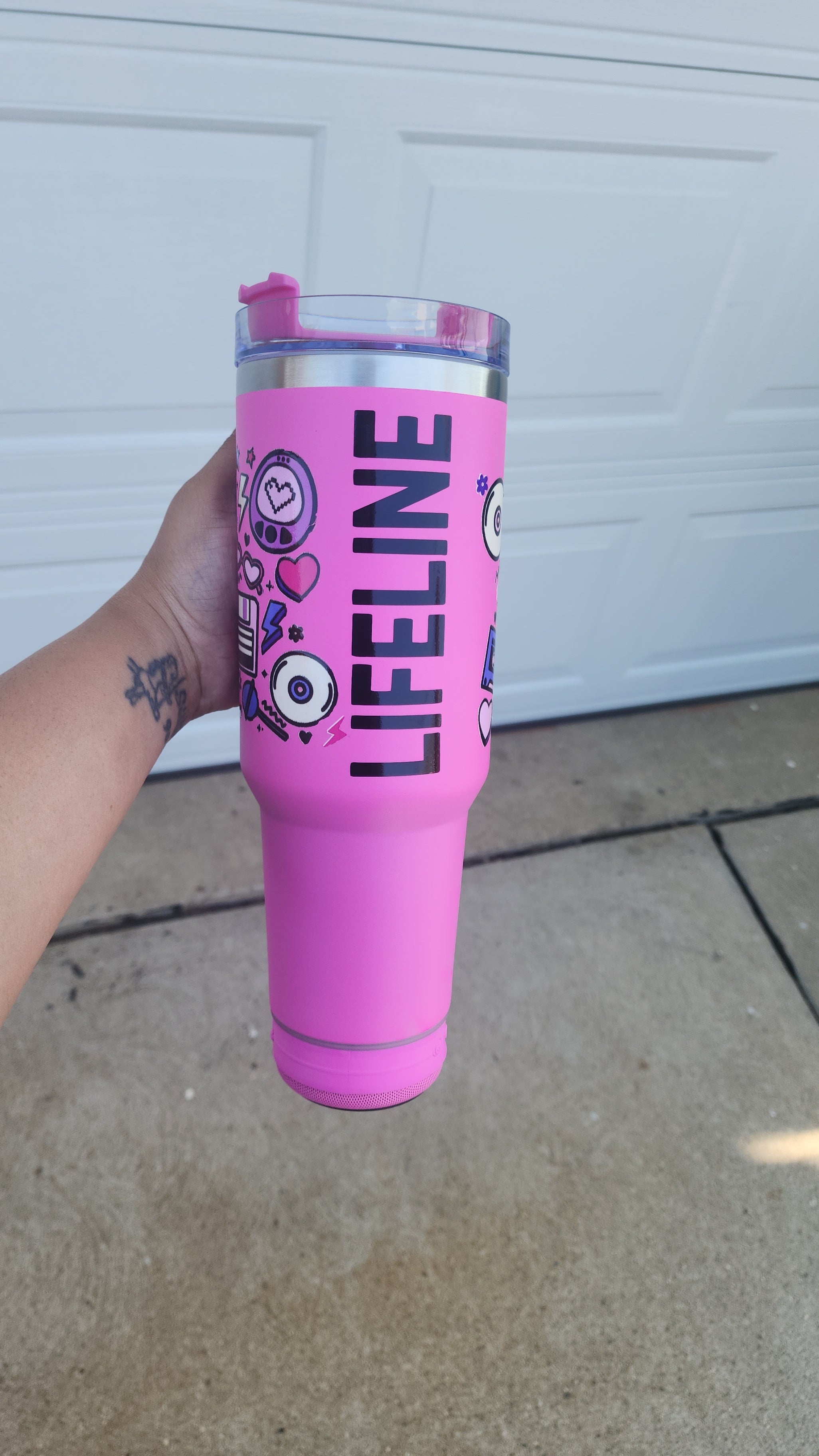 Pink and Purple Bluetooth Tumbler